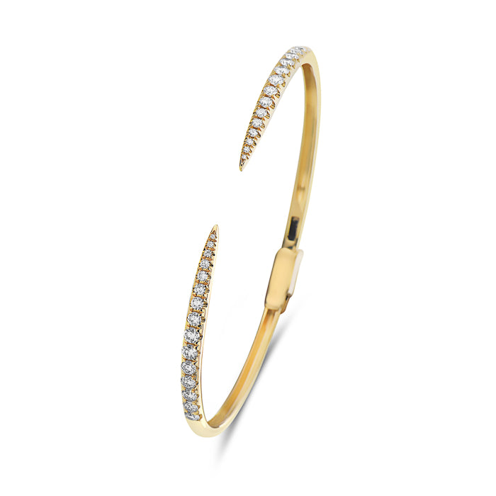 Bassali of New York Negative Space Hinged Natural Diamond Bangle | 14k Yellow Gold