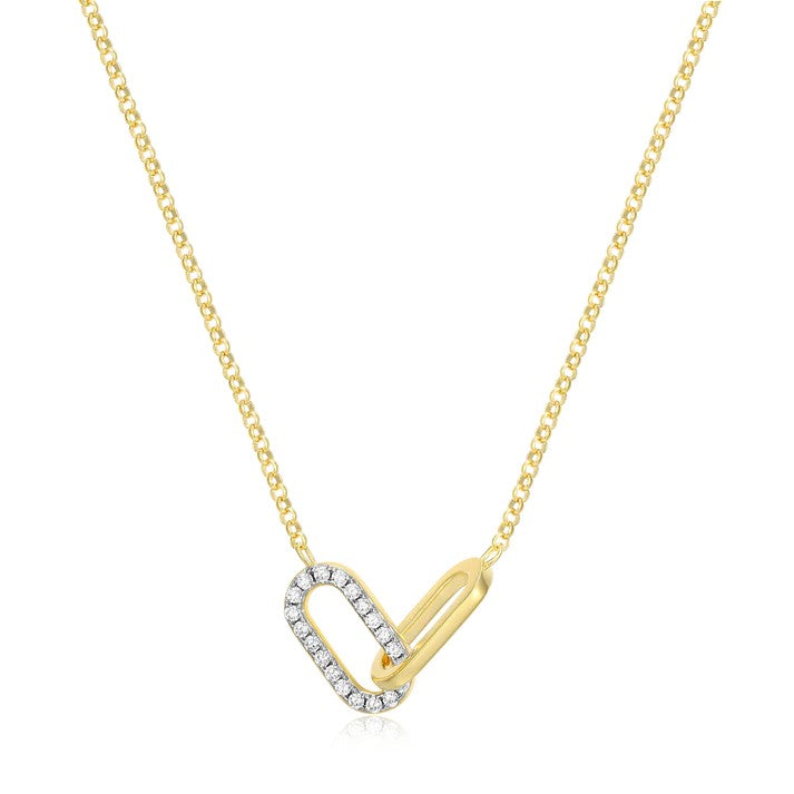 Monte Luna Twin Paperclip Necklace | Gold Plated Sterling Silver