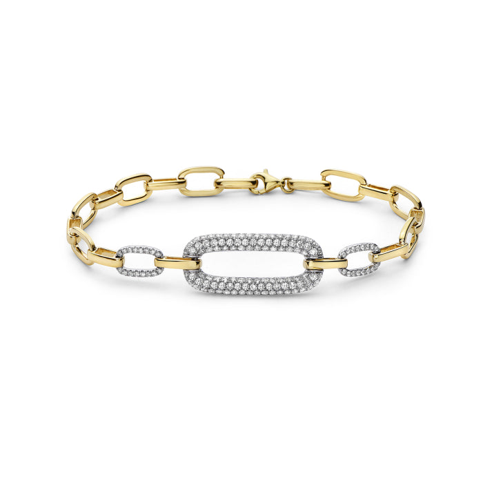 Bassali of New York Natural Diamond Studded Bracelet | 14k Yellow & White Gold