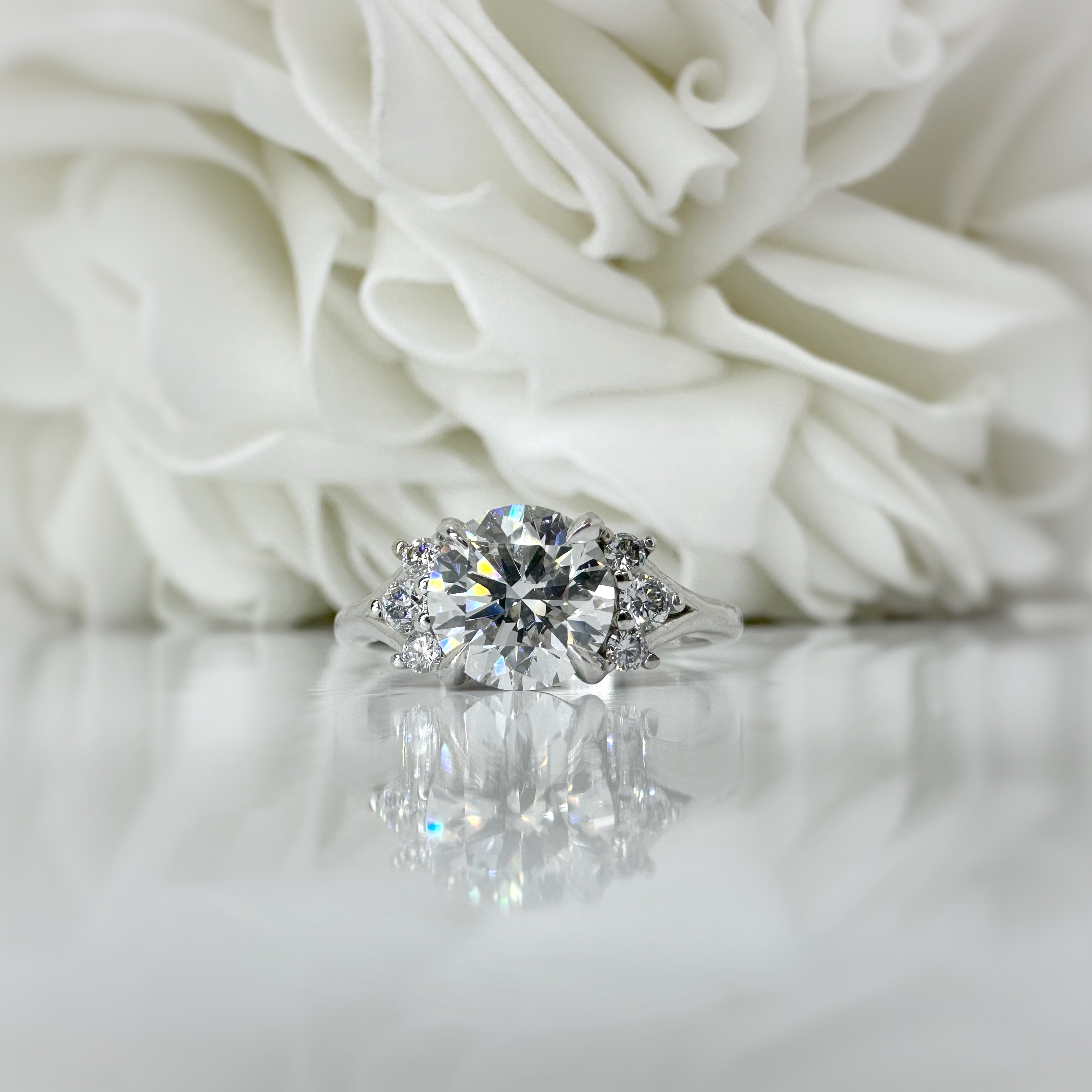 1.50 Carat Round Brilliant Lab Grown Diamond Engagement Ring | 14k White Gold