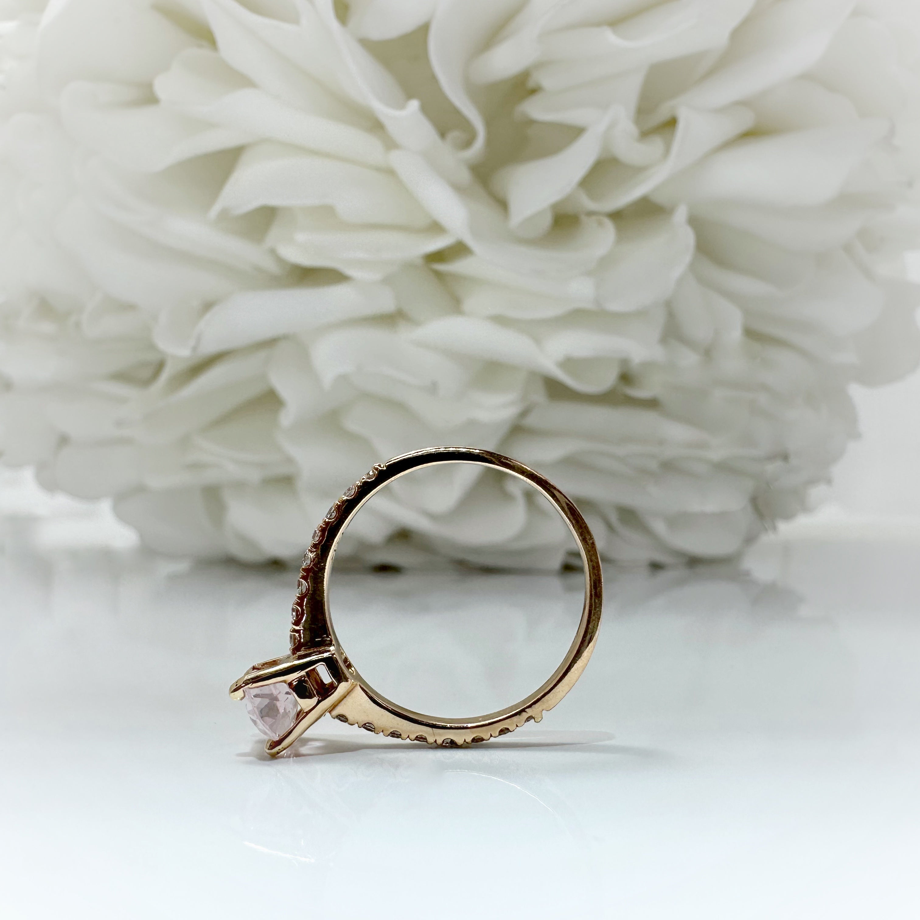 Vintage Oval Morganite and Diamond Ring | 14k Rose Gold