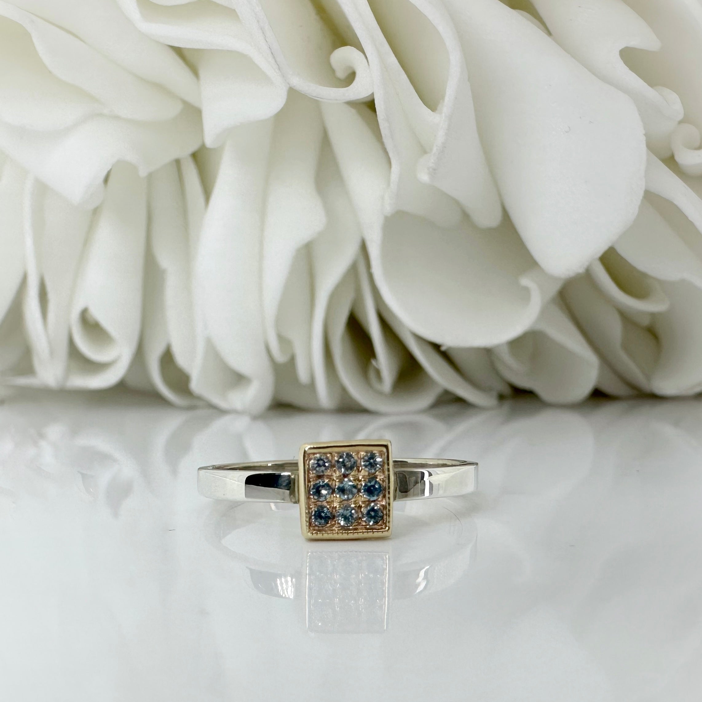 TJ's Custom Multi-Stone Blue Topaz Ring | Sterling Silver & 10k Yellow Gold