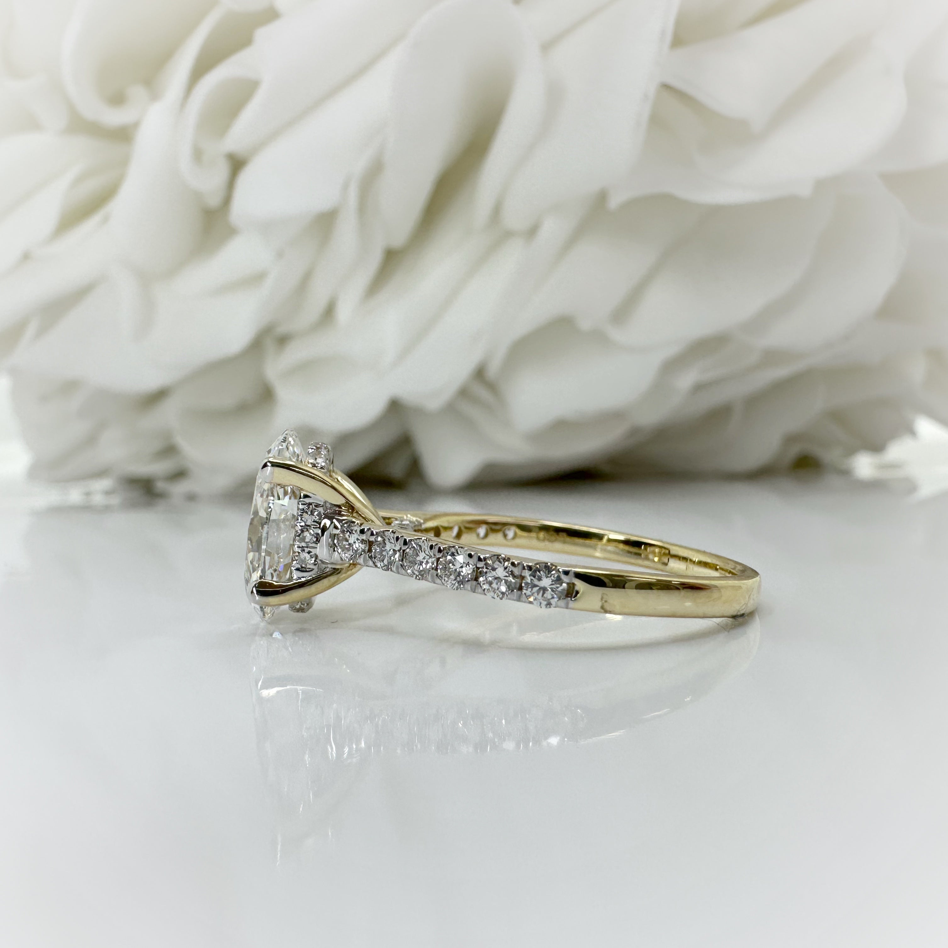 2.00C Oval Lab Grown Accented Engagement Ring|14K Yellow