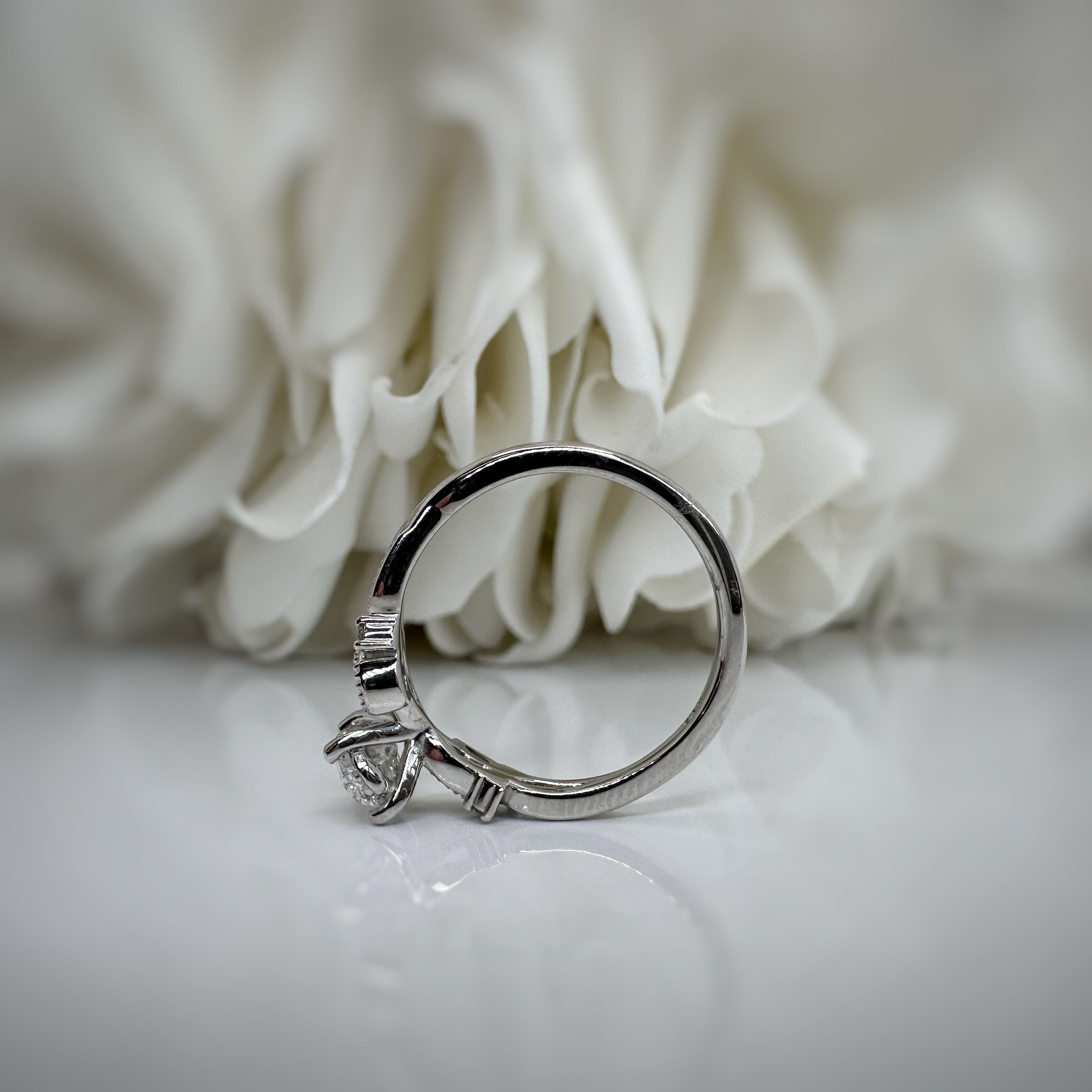 1.01  Carat Lab Grown Oval Accented Engagement Ring | 10k White Gold