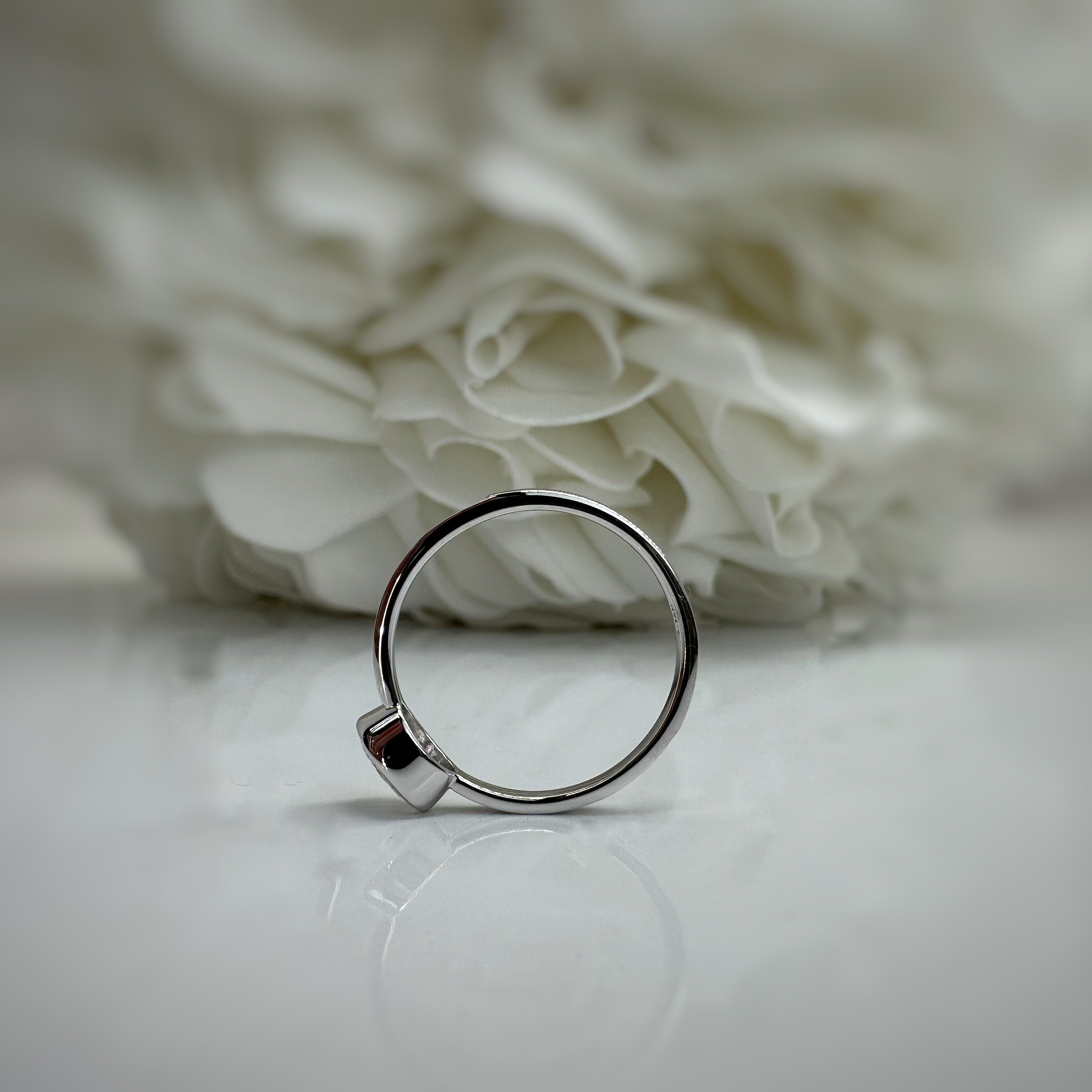 0.726 Carat Bezel Set Oval Cut Lab Grown Diamond Engagement Ring | 14k White Gold