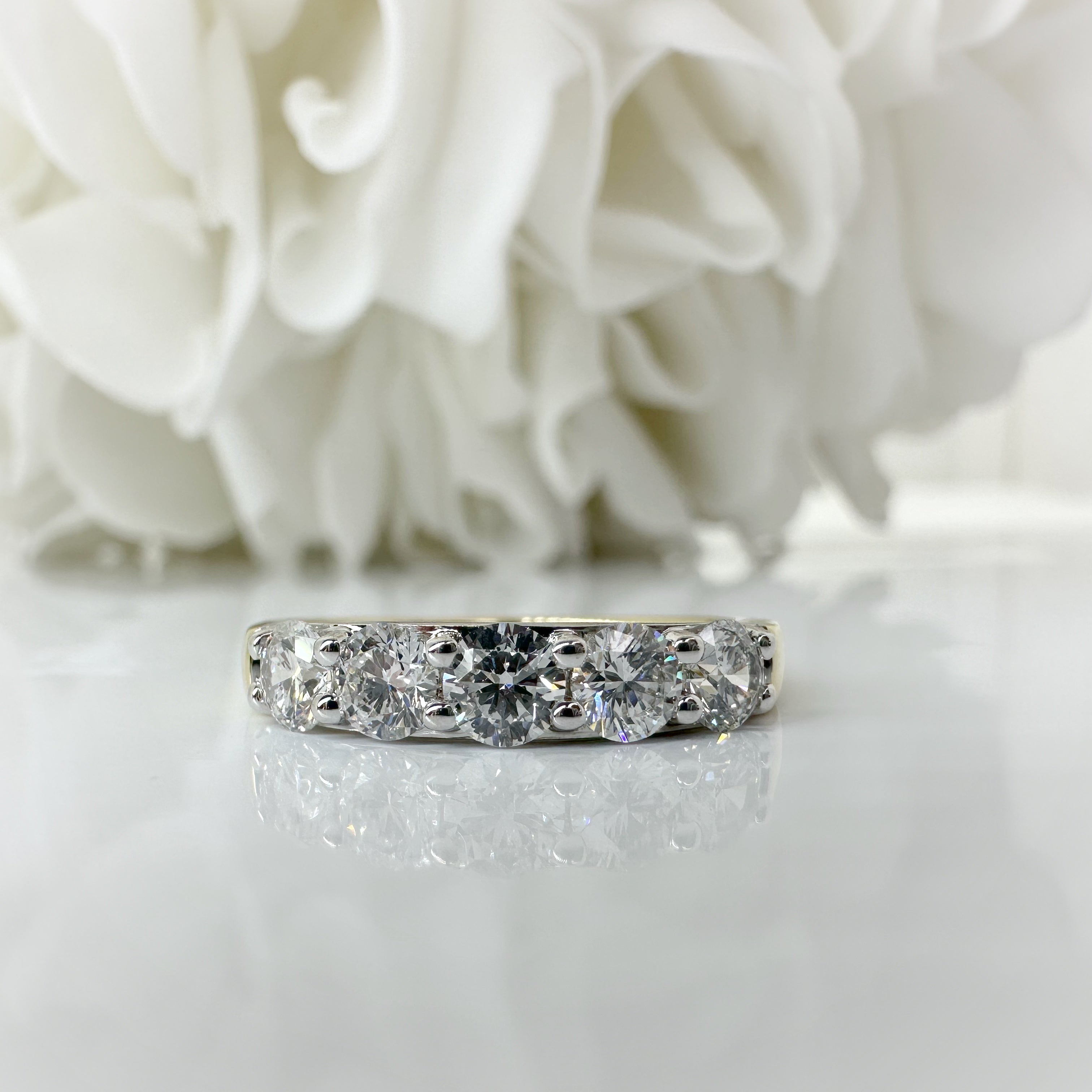 5 Stone Lab Grown Diamond Band With a 1.00 Carat Total Weight  | 14k Yellow & White Gold