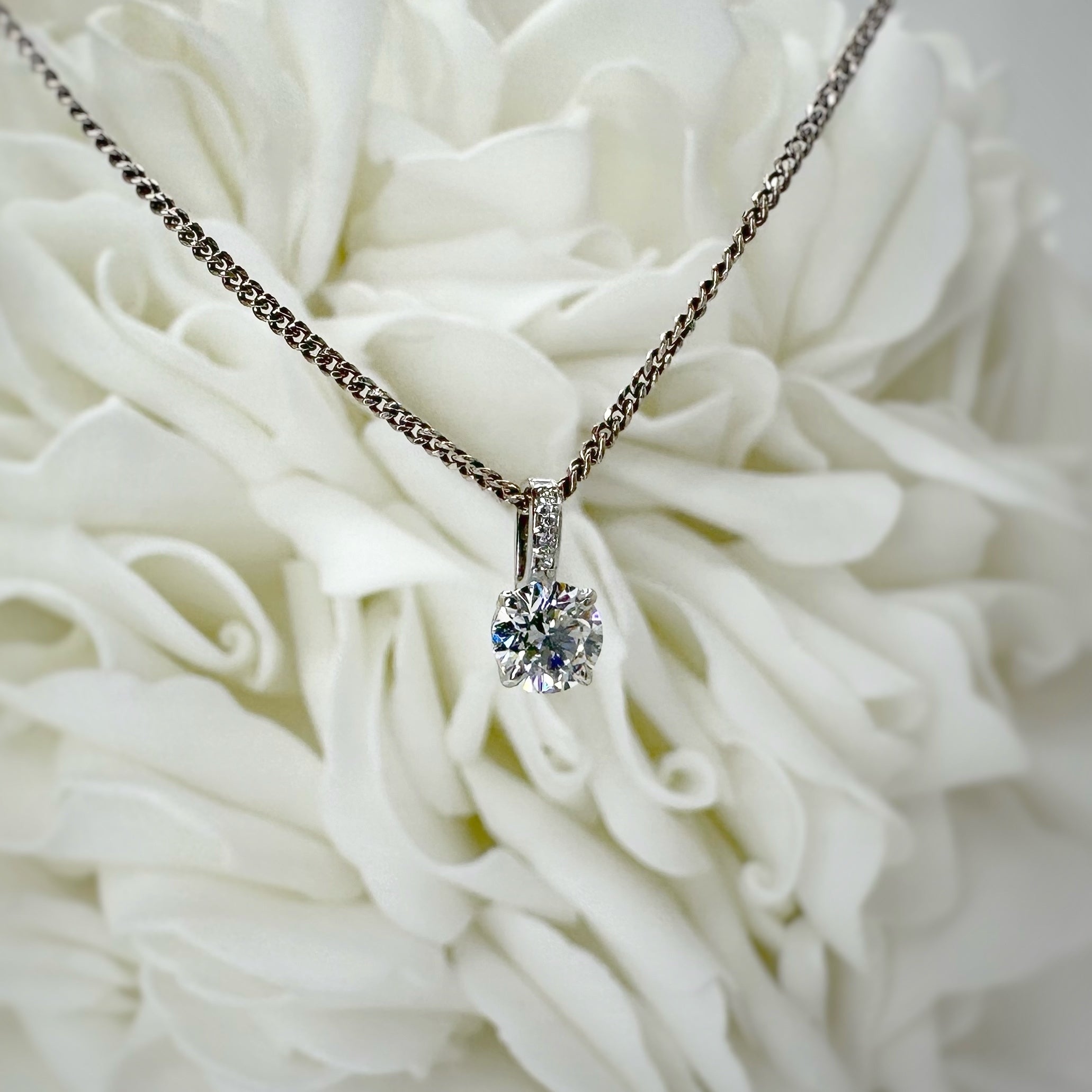 0.70 Carat Lab Grown Diamond Pendant | 14k White Gold