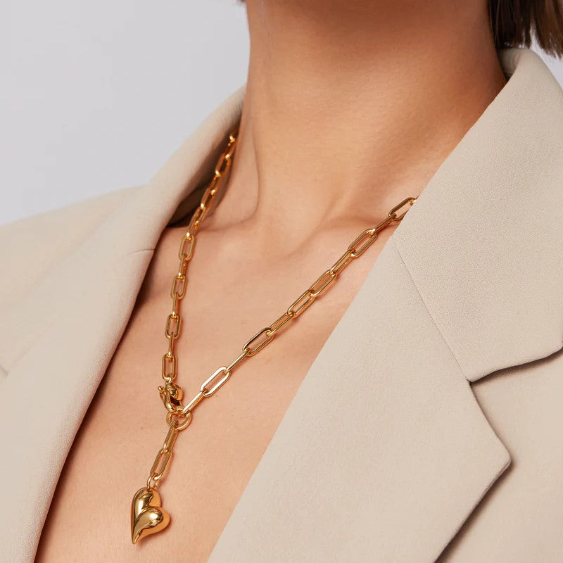 Jenny Bird Puffy Heart Necklace | Gold Plated