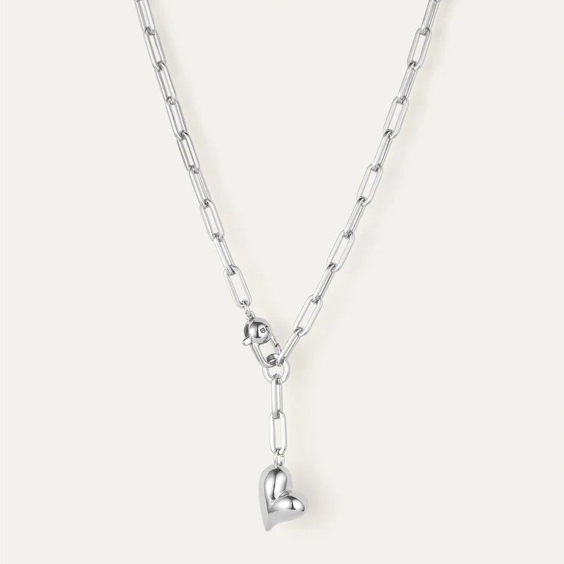 Jenny Bird Puffy Heart Necklace | Silver