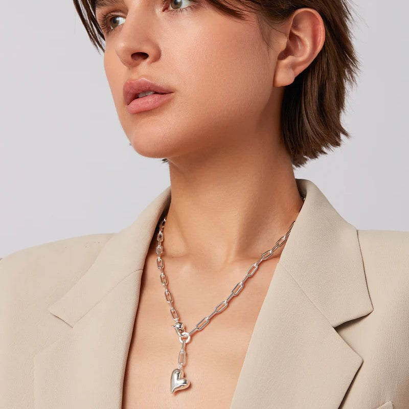 Jenny Bird Puffy Heart Necklace | Silver