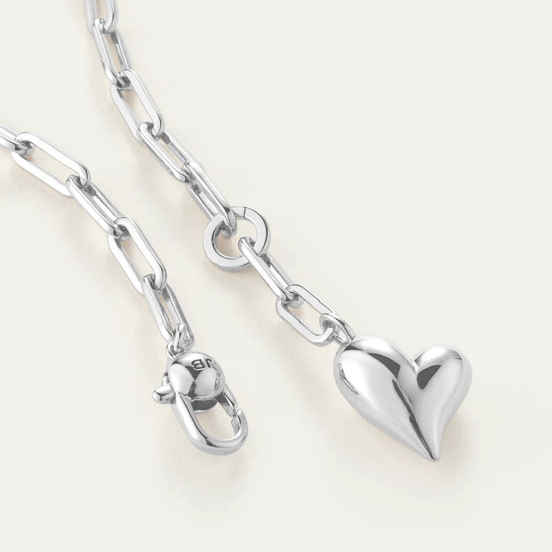 Jenny Bird Puffy Heart Necklace | Silver