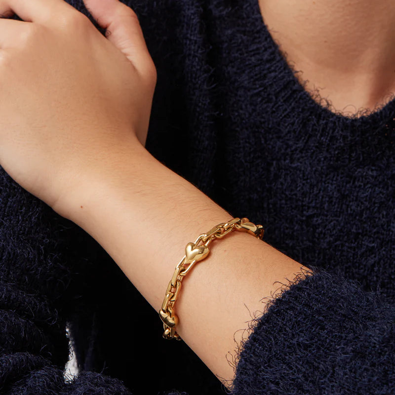 Jenny Bird Art Heart Chain Bracelet | Gold Plated