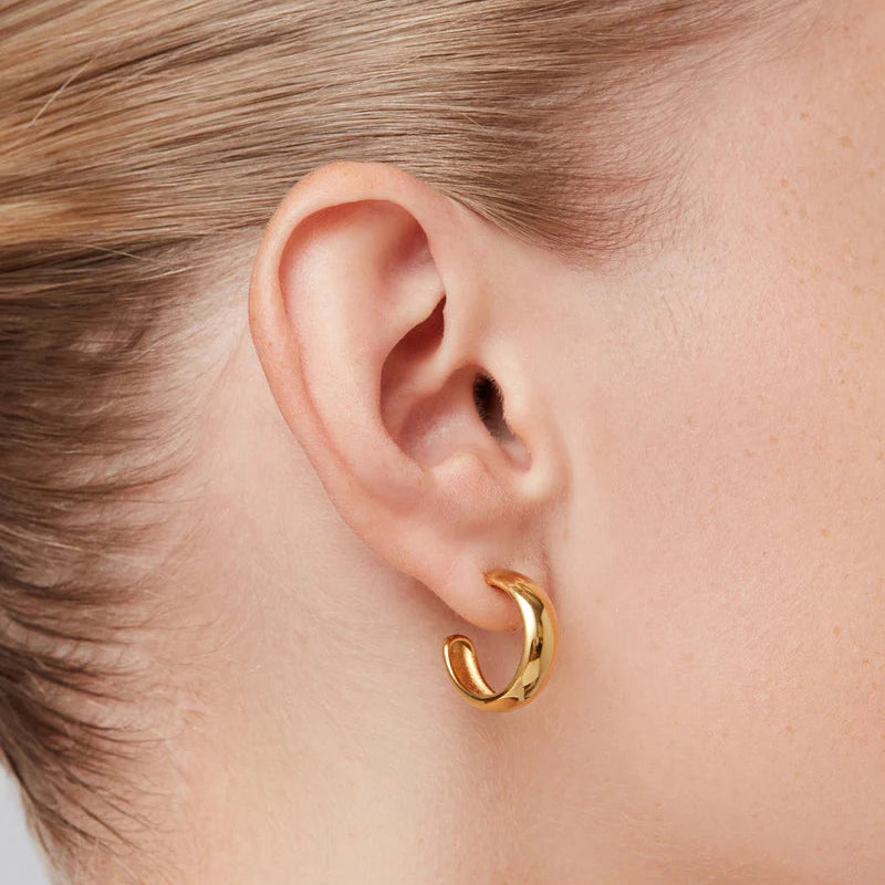 Jenny Bird Staple Hoop Earrings in Small | Gold Plated