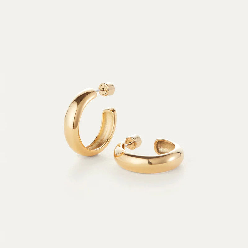 Jenny Bird Staple Hoop Earrings in Medium | Gold Plated