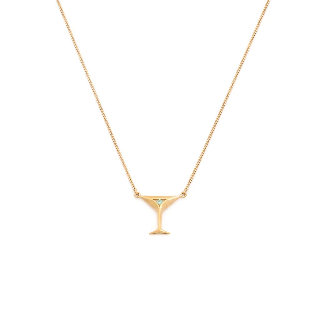Leah Alexandra Martini Pendant with Emerald | Gold Plated