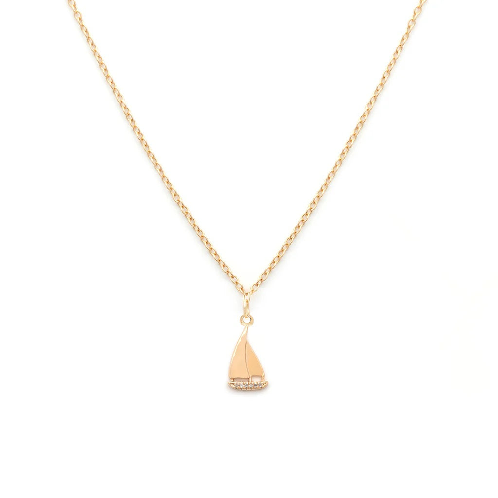 Leah Alexandra Sailboat Necklace CZ | Gold Vermeil