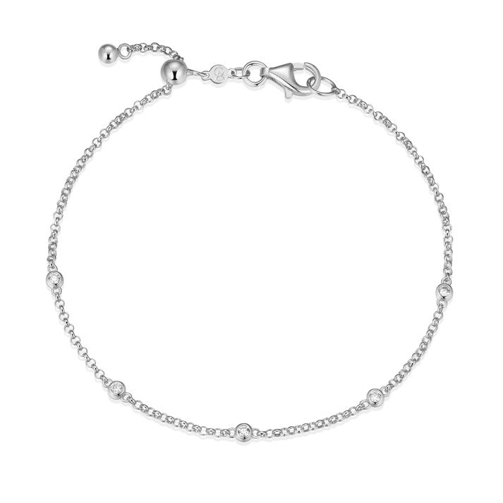 Monte Luna Bezel Station Bolo Bracelet | Sterling Silver