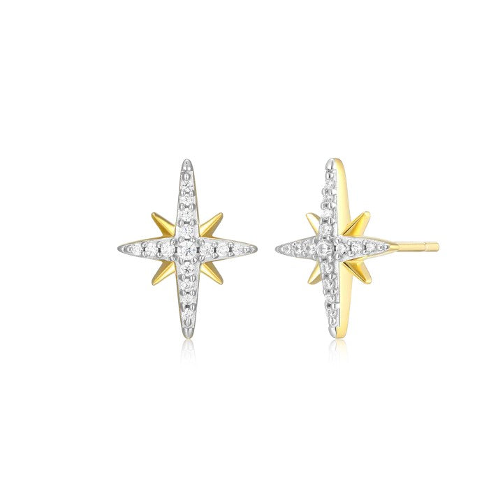 Monte Luna Cardinal Points Stud Earrings | Gold Plated Sterling Silver