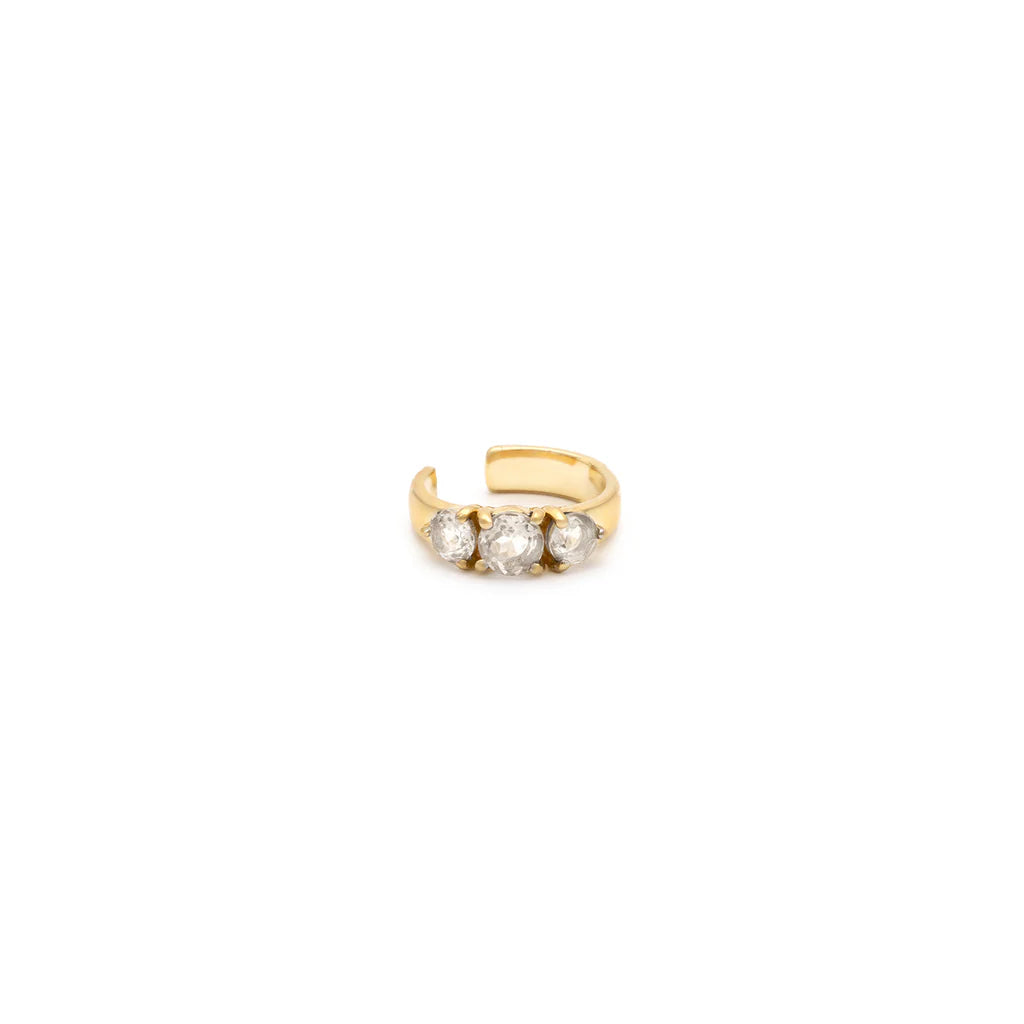 Leah Alexandra Circa Ear Cuff With White Topaz | Gold Plated