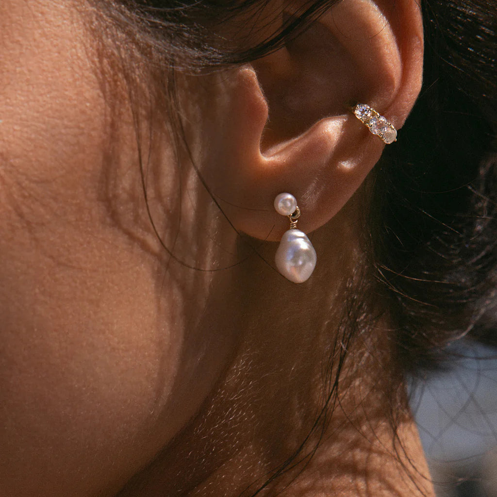 Leah Alexandra Circa Ear Cuff With White Topaz | Gold Plated