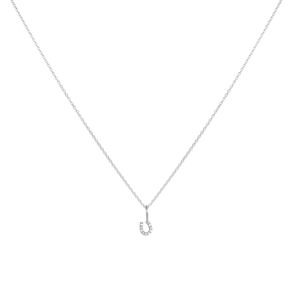 Leah Alexandra Tiny Horseshoe Necklace | Silver