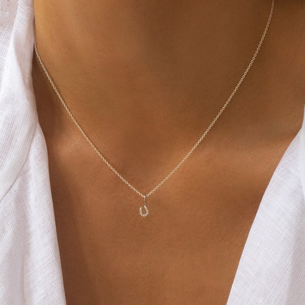 Leah Alexandra Tiny Horseshoe Necklace | Silver