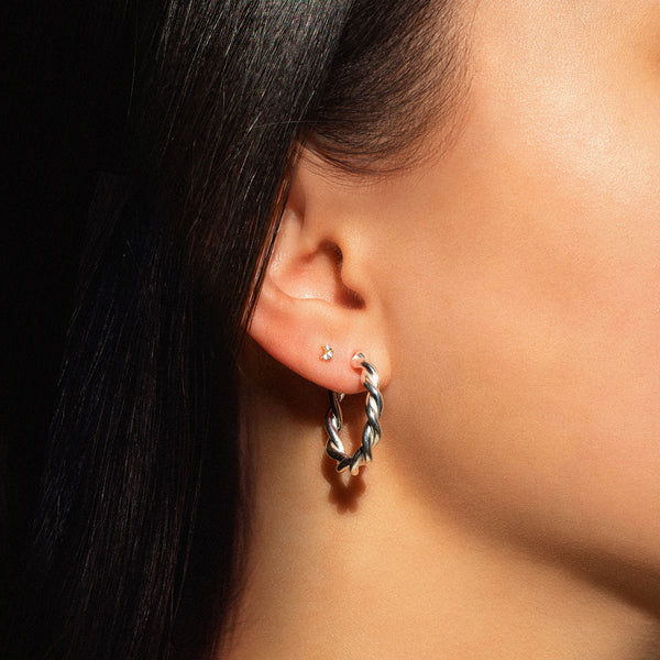 Leah Alexandra Twist Hoops | Silver