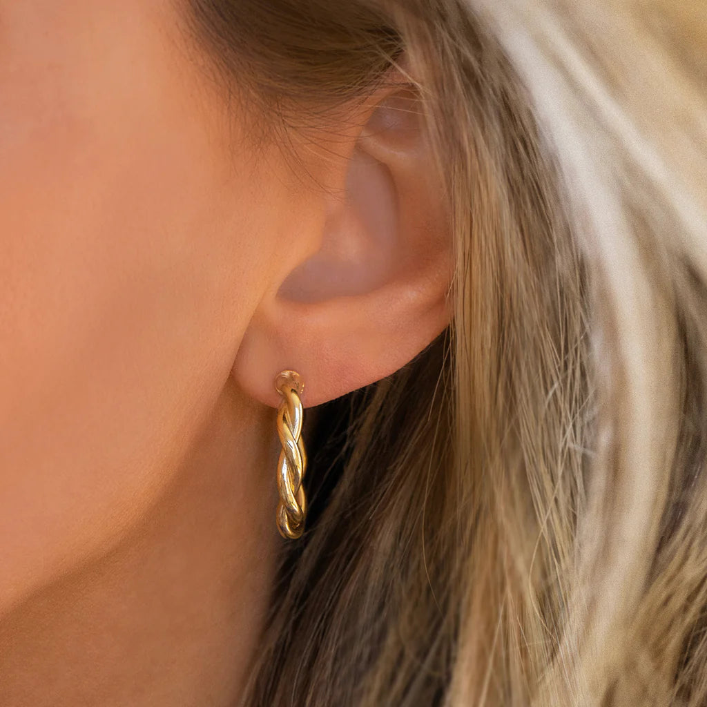 Leah Alexandra Twist Hoops | Gold Plated