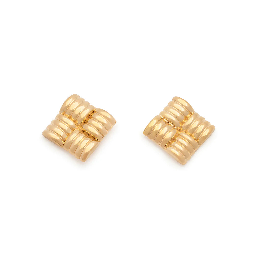 Leah Alexandra Weave Earrings | Gold Plated