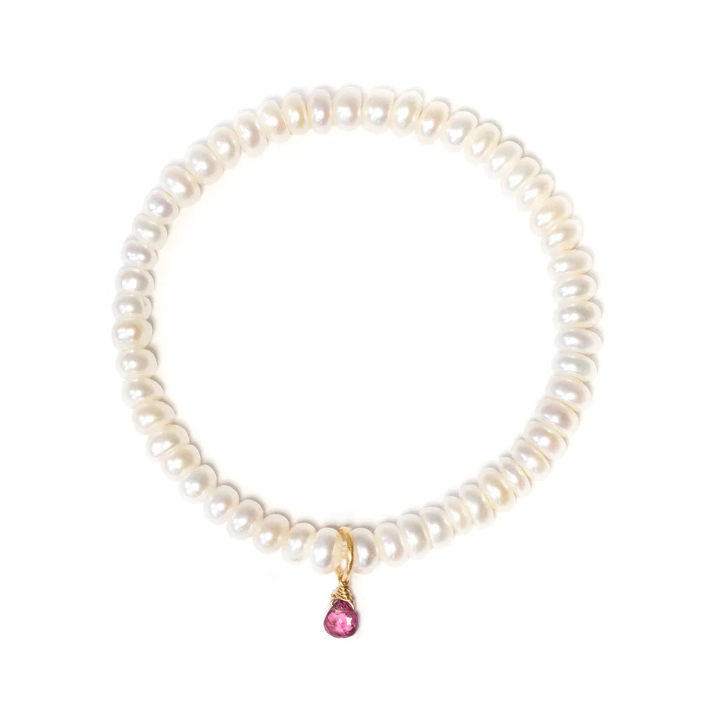 Leah Alexandra Social Stretch Bracelet | Pearl & Tourmaline