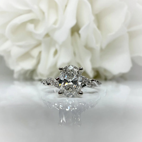 1.00 Carat Oval Cut Lab Grown Diamond Engagement Ring | 14K White Gold
