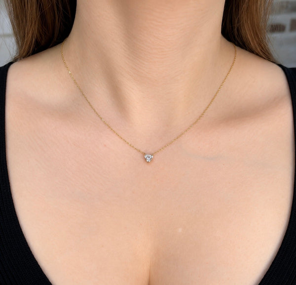 0.62 Carat Heart Cut Pink Lab Grown Diamond Necklace | 10K & 14K Yellow Gold