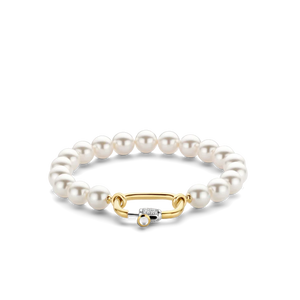 Ti Sento pearl bracelet with gold plated cz clasp