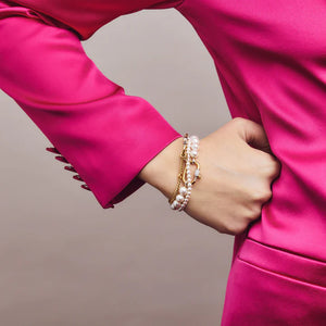 Ti Sento pearl bracelet with gold plated cz clasp