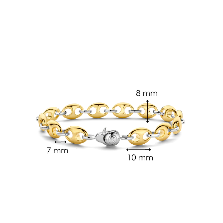 Ti Sento Sterling silver gold plated coffee bean linked bracelet