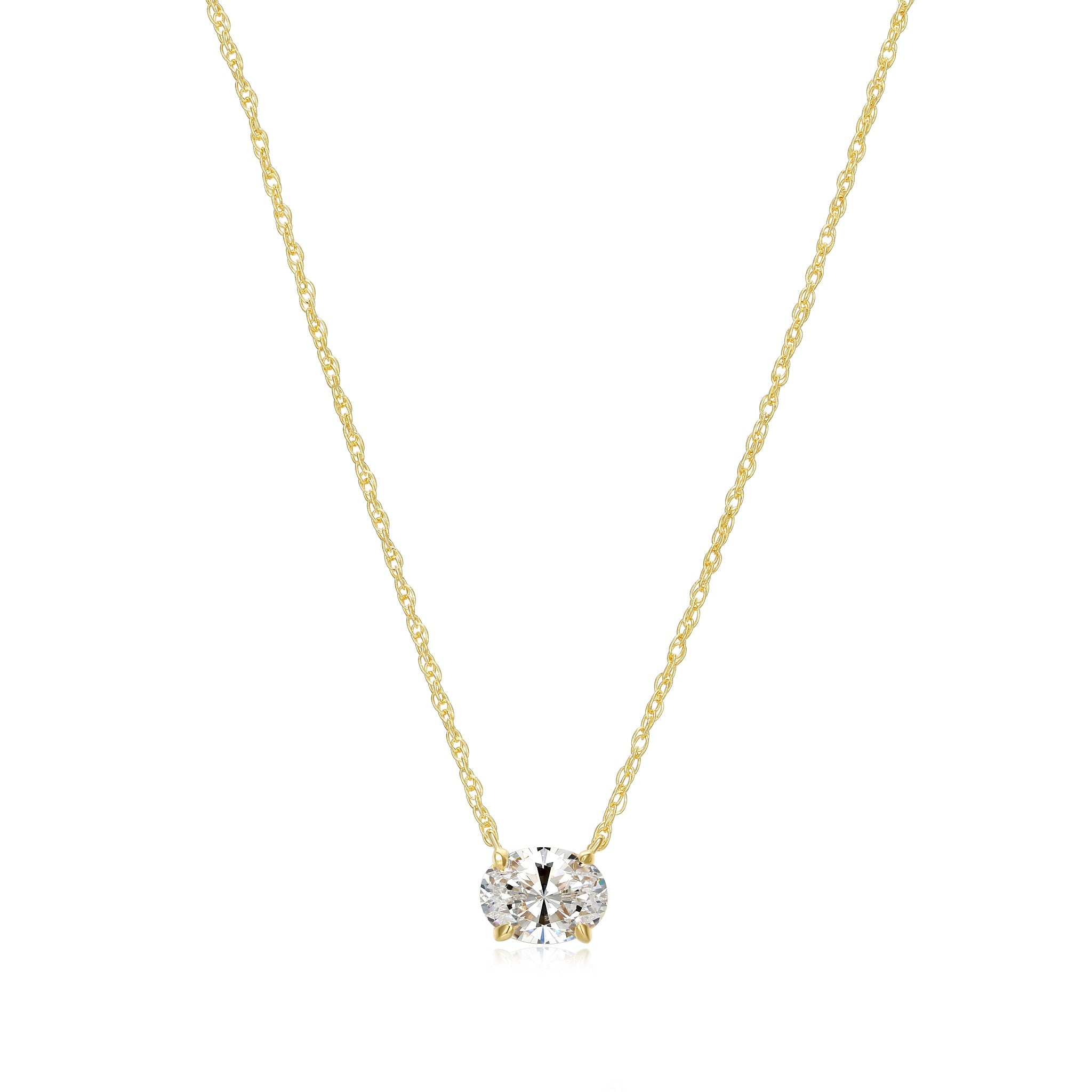 Reign 8x6 oval CZ necklace in gold plating