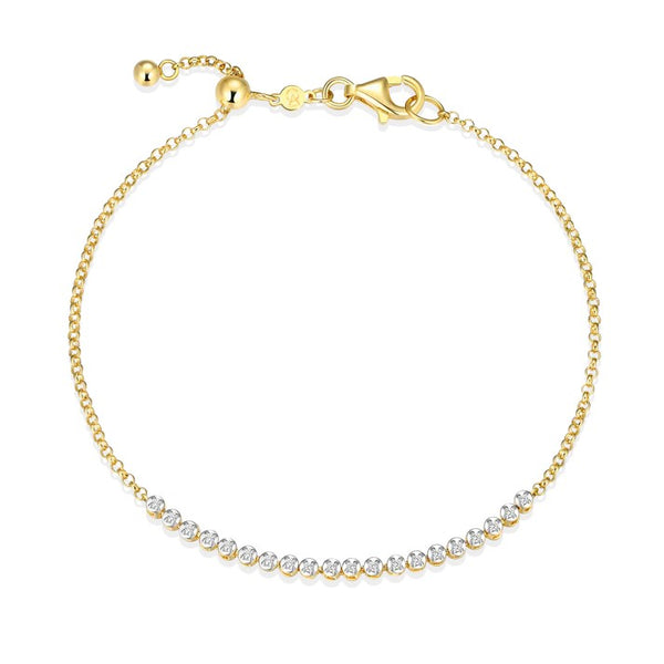 Monte Luna Pave Bar Bolo Bracelet | Gold Plated Sterling Silver