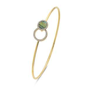 14k yellow gold abalone and diamond bangle