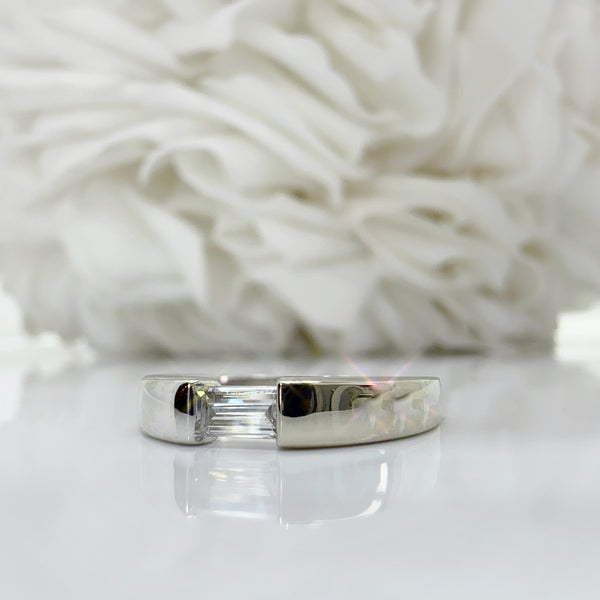 Custom 0.244 Carat Baguette Cut Lab Grown Diamond Anniversary Band | 14K White Gold