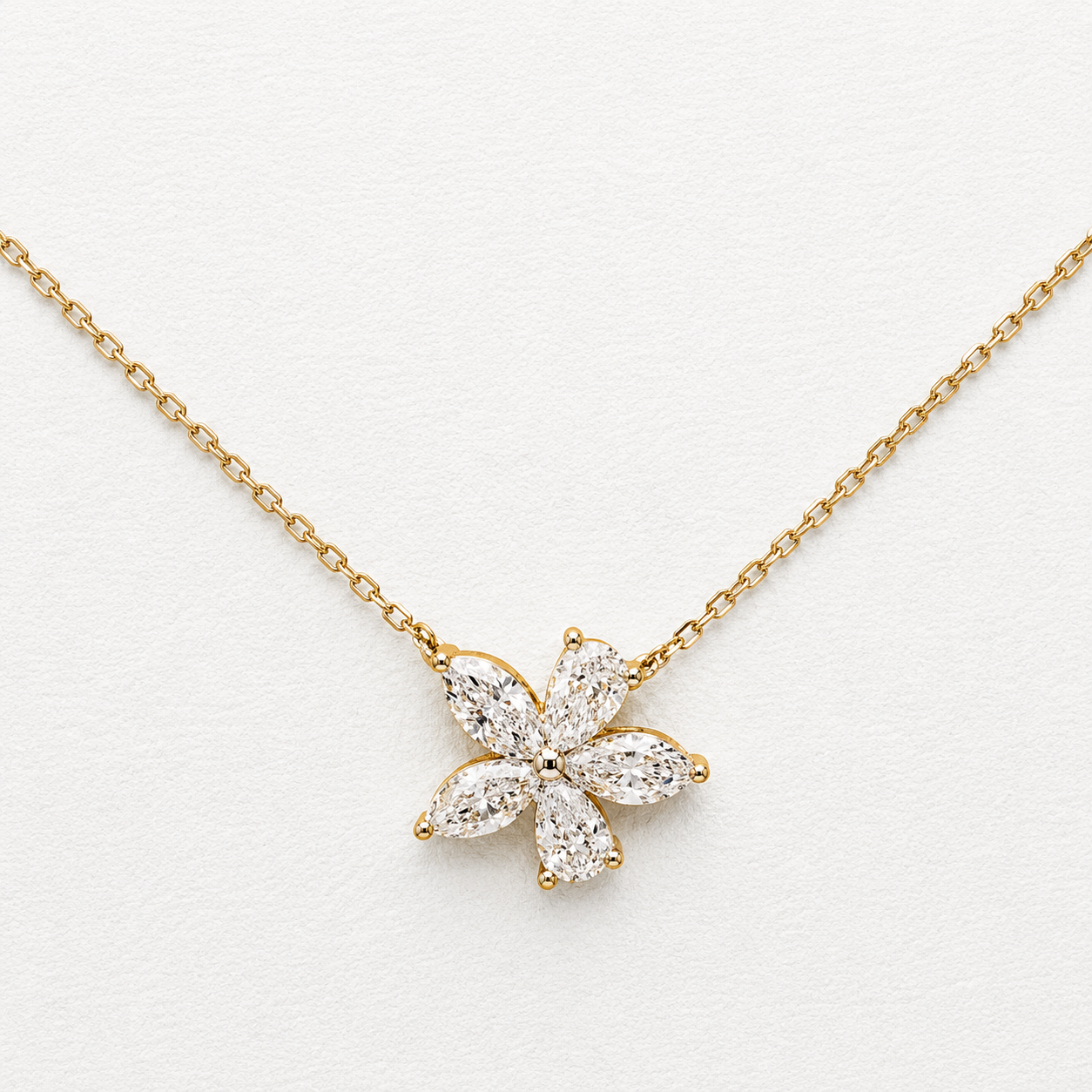 1.00 Total Carat Weight Abstract Floral Lab Grown Diamond Necklace | 10K Yellow Gold