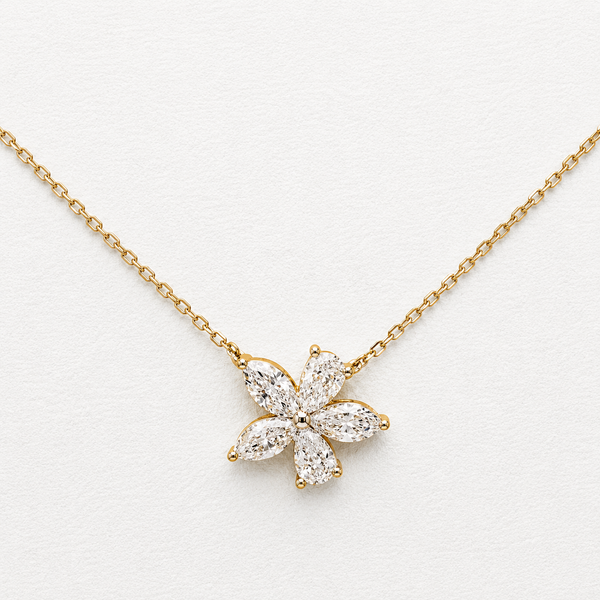 1.00 Total Carat Weight Abstract Floral Lab Grown Diamond Necklace | 10K Yellow Gold
