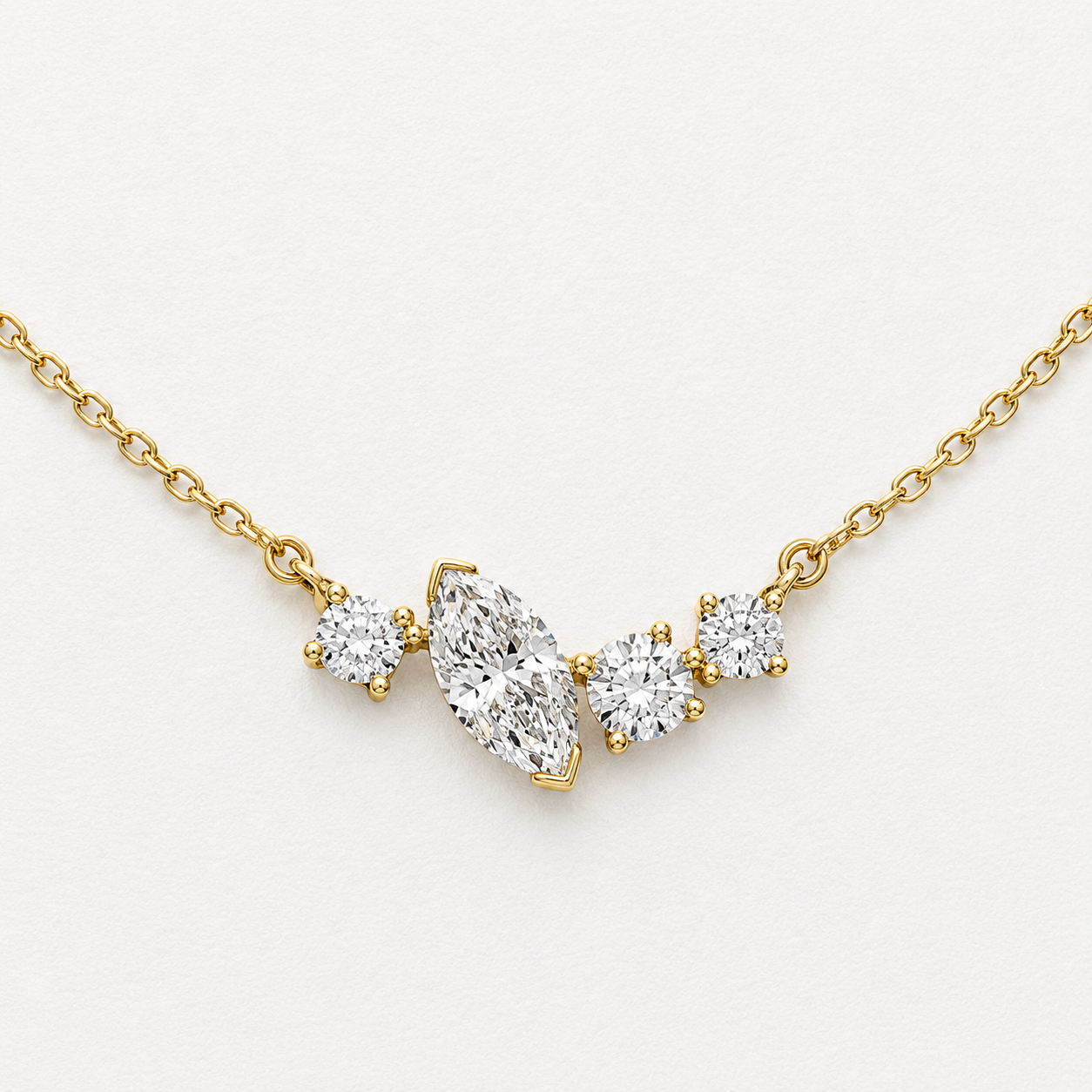 Multiple Shaped Lab Grown Diamond Necklace | 10K Yellow Gold