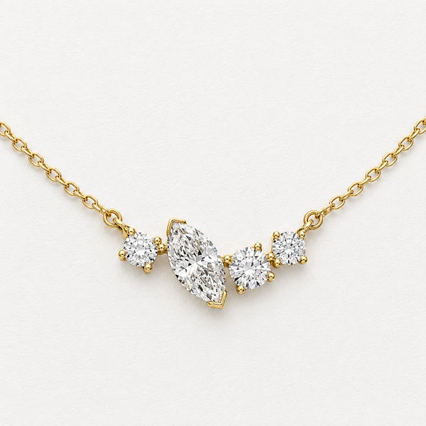 Multiple Shaped Lab Grown Diamond Necklace | 10K Yellow Gold