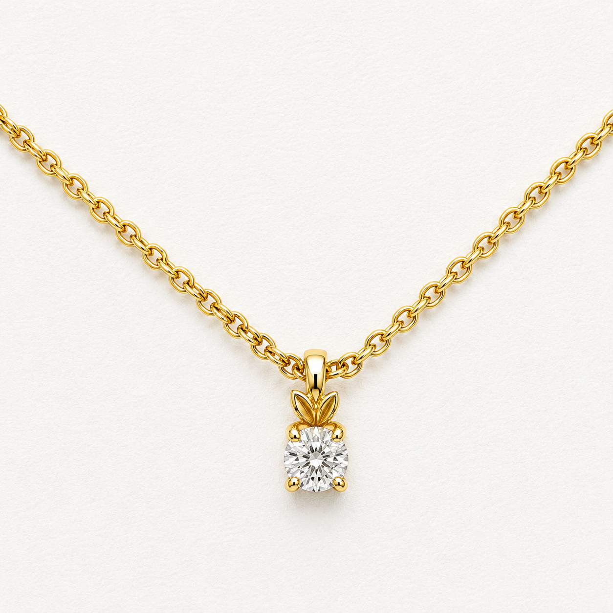 0.21 Carat Round Brilliant Natural Diamond Pendant | 10K Yellow Gold