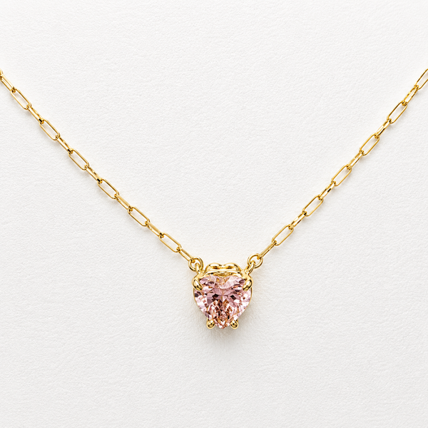 0.62 Carat Heart Cut Pink Lab Grown Diamond Necklace | 10K & 14K Yellow Gold