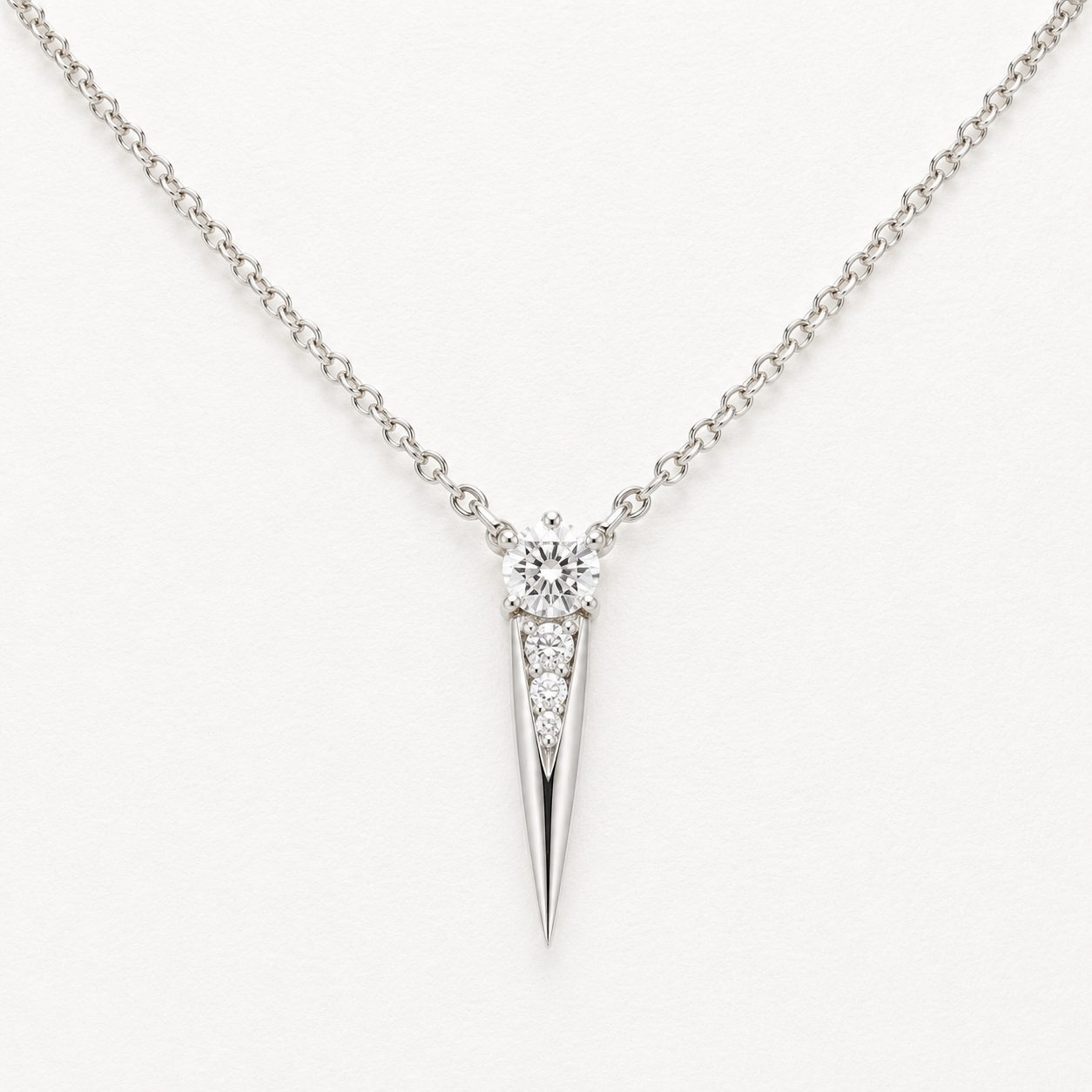 0.17 Carat 4 Stone Natural Diamond Necklace | 14K White Gold
