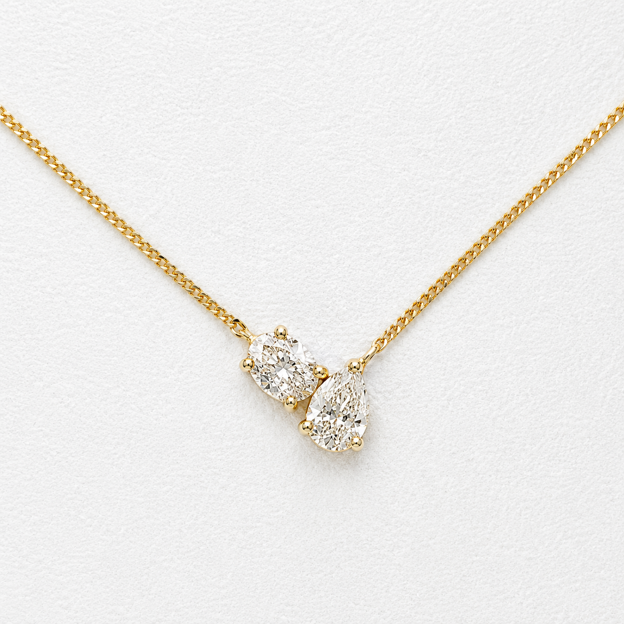 0.30 Total Carat Weight Two Stone Lab Grown Diamond Necklace | 10K Yellow Gold