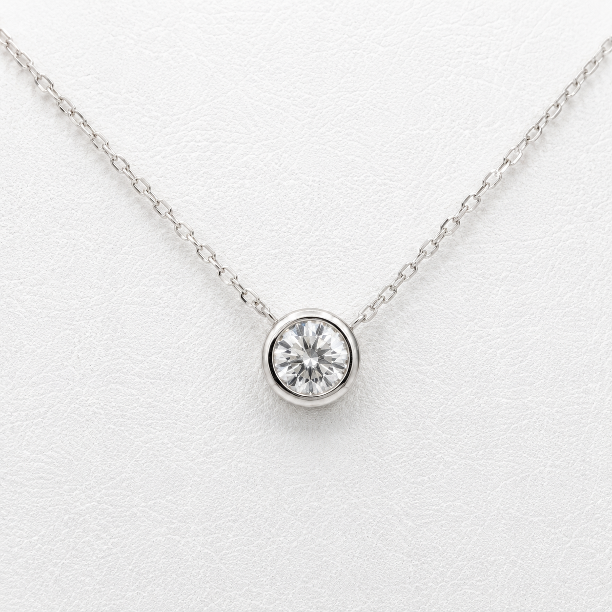 0.42 Carat Bezel Set Round Brilliant Cut Natural Diamond Slider Pendant | 14K White Gold