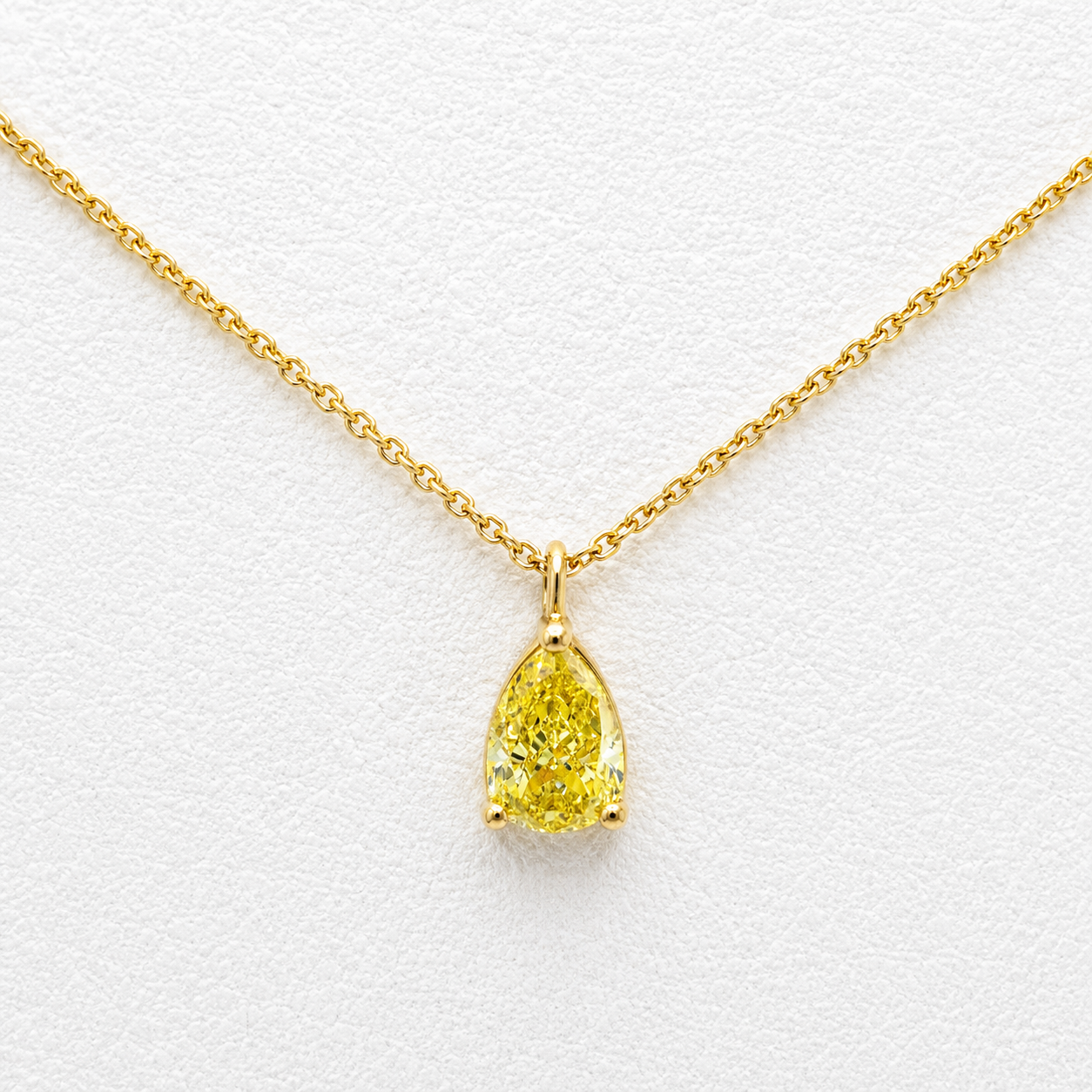 0.80 Carat Yellow Pear Cut Lab Grown Diamond Necklace | 10K Yellow Gold