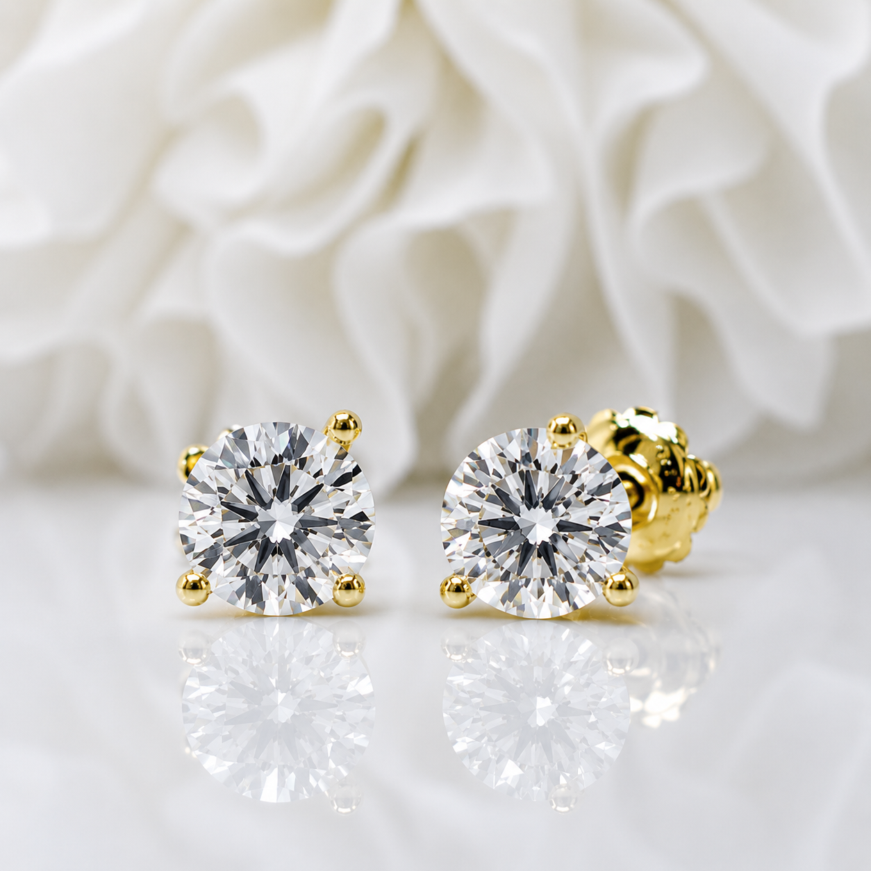 1.00 Total Carat Weight Round Brilliant Lab Grown Diamond Martini Stud Earrings | 10K Yellow Gold